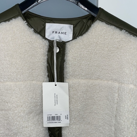 NWT💚 FRAME Oversized Quilted Army Liner Jacket. Size XS. Color:Multi - Picture 4 of 13